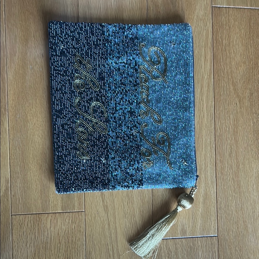 Elegant Blue and Gold Clutch
